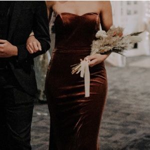 Revelry velvet strapless Bridesmaids dress